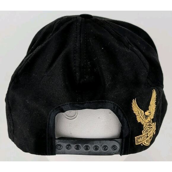 Vintage 80’s Harley Davidson Motorcycles Cigarettes Black Cotton SnapBack Hat - Picture 3 of 10
